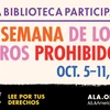 Esta Biblioteca Participa en la Semana de los Libros Prohibidos. Oct. 5-11, 2025. La Censura es tan 1984. Lee Por Tus Derechos. ALA.org/BBooks. American Library Association