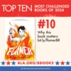 Top Ten Most Challenged Books of 2024. #10 Flamer by Mike Curato. Why this book matters: bit.ly/flamerBR. ALA.ORG/BBOOKS. American Library Association