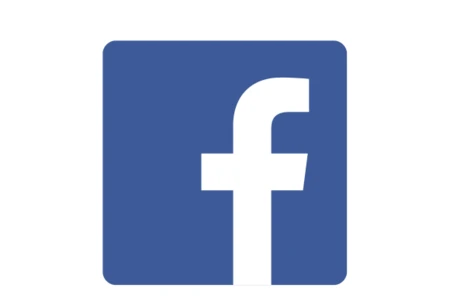 Facebook logo on a white background.