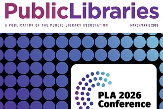 Decorative image of PLA's Public Libraries Magazine March/April 2026 cover.